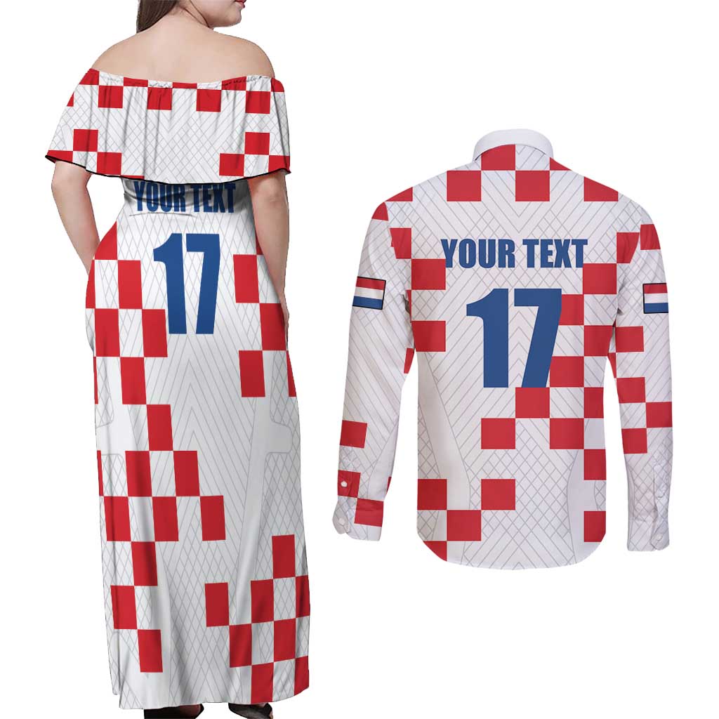 Netherlands North Brabant Province Custom Couples Matching Off Shoulder Maxi Dress and Long Sleeve Button Shirt