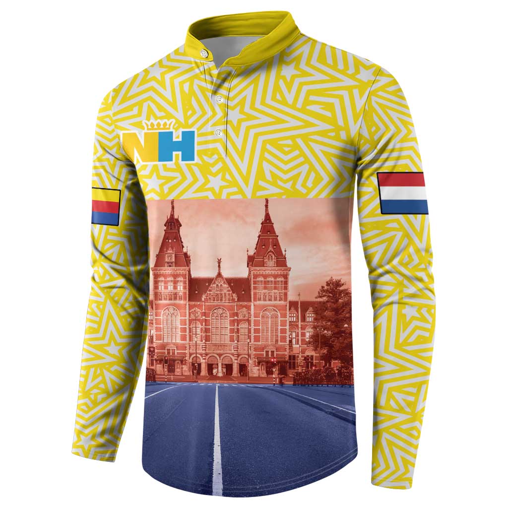 Netherlands North Holland Province Button Sweatshirt Flag Style