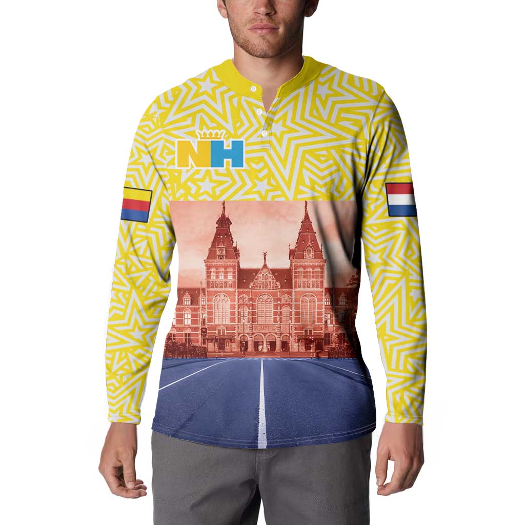 Netherlands North Holland Province Button Sweatshirt Flag Style