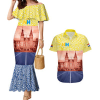 Netherlands North Holland Province Couples Matching Mermaid Dress and Hawaiian Shirt Flag Style