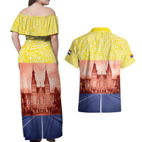 Netherlands North Holland Province Couples Matching Off Shoulder Maxi Dress and Hawaiian Shirt Flag Style