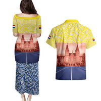 Netherlands North Holland Province Couples Matching Puletasi and Hawaiian Shirt Flag Style
