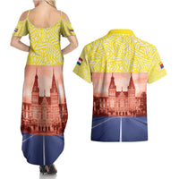 Netherlands North Holland Province Couples Matching Summer Maxi Dress and Hawaiian Shirt Flag Style