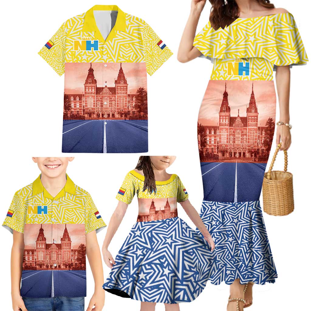 Netherlands North Holland Province Family Matching Mermaid Dress and Hawaiian Shirt Flag Style