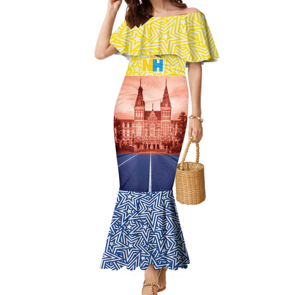 Netherlands North Holland Province Family Matching Mermaid Dress and Hawaiian Shirt Flag Style