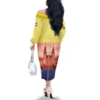 Netherlands North Holland Province Family Matching Off The Shoulder Long Sleeve Dress and Hawaiian Shirt Flag Style