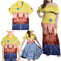 Netherlands North Holland Province Family Matching Off Shoulder Maxi Dress and Hawaiian Shirt Flag Style