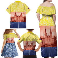 Netherlands North Holland Province Family Matching Off Shoulder Maxi Dress and Hawaiian Shirt Flag Style