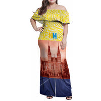 Netherlands North Holland Province Family Matching Off Shoulder Maxi Dress and Hawaiian Shirt Flag Style