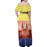 Netherlands North Holland Province Family Matching Off Shoulder Maxi Dress and Hawaiian Shirt Flag Style