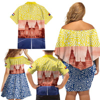 Netherlands North Holland Province Family Matching Off Shoulder Short Dress and Hawaiian Shirt Flag Style