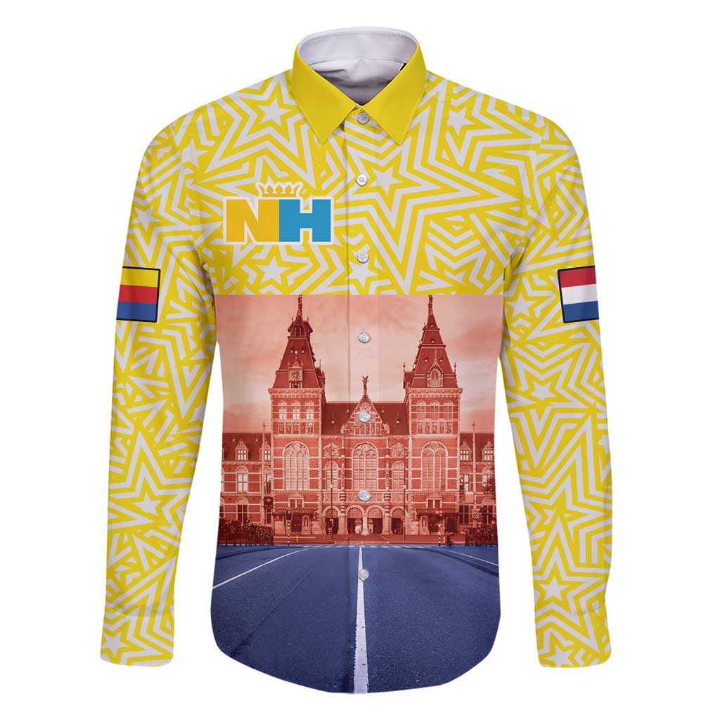 Netherlands North Holland Province Family Matching Off Shoulder Short Dress and Hawaiian Shirt Flag Style