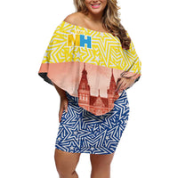 Netherlands North Holland Province Family Matching Off Shoulder Short Dress and Hawaiian Shirt Flag Style