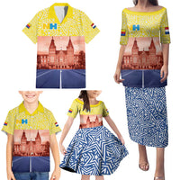 Netherlands North Holland Province Family Matching Puletasi and Hawaiian Shirt Flag Style