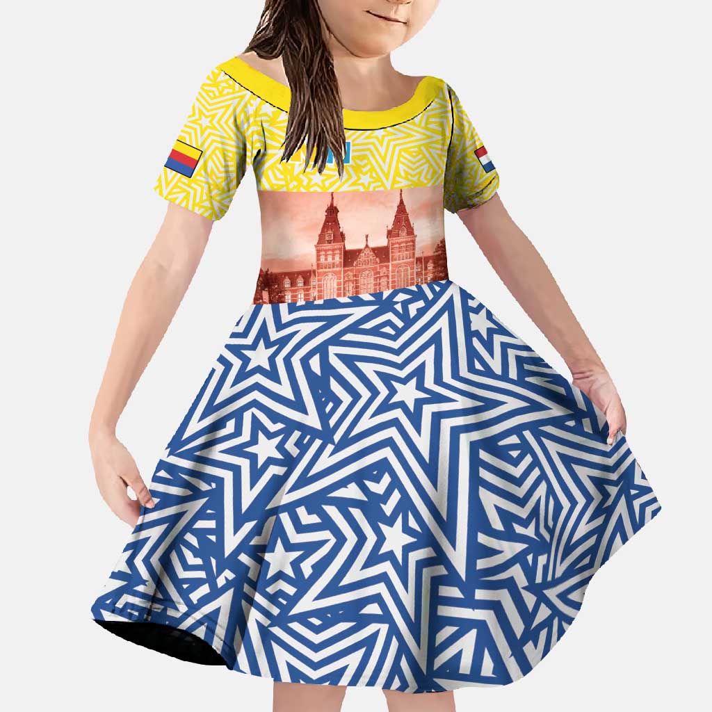 Netherlands North Holland Province Family Matching Short Sleeve Bodycon Dress and Hawaiian Shirt Flag Style