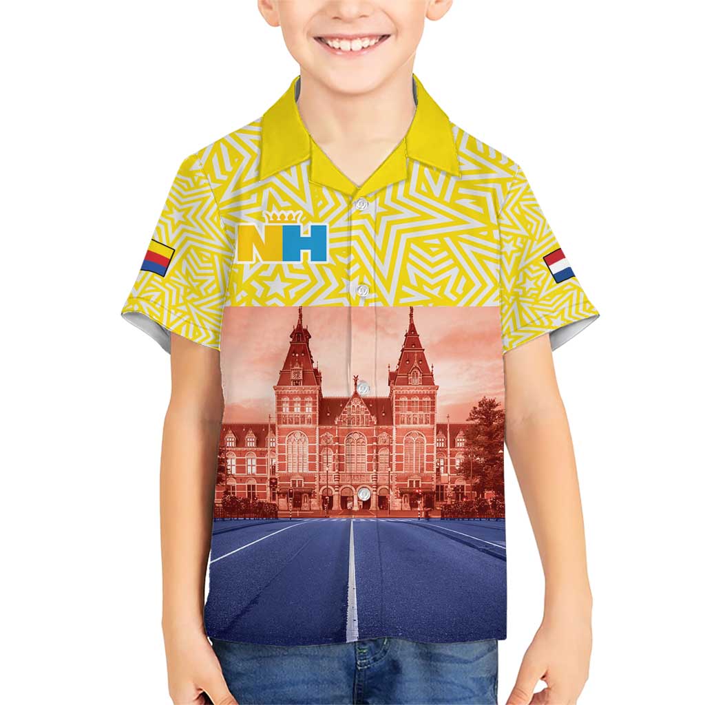 Netherlands North Holland Province Family Matching Short Sleeve Bodycon Dress and Hawaiian Shirt Flag Style