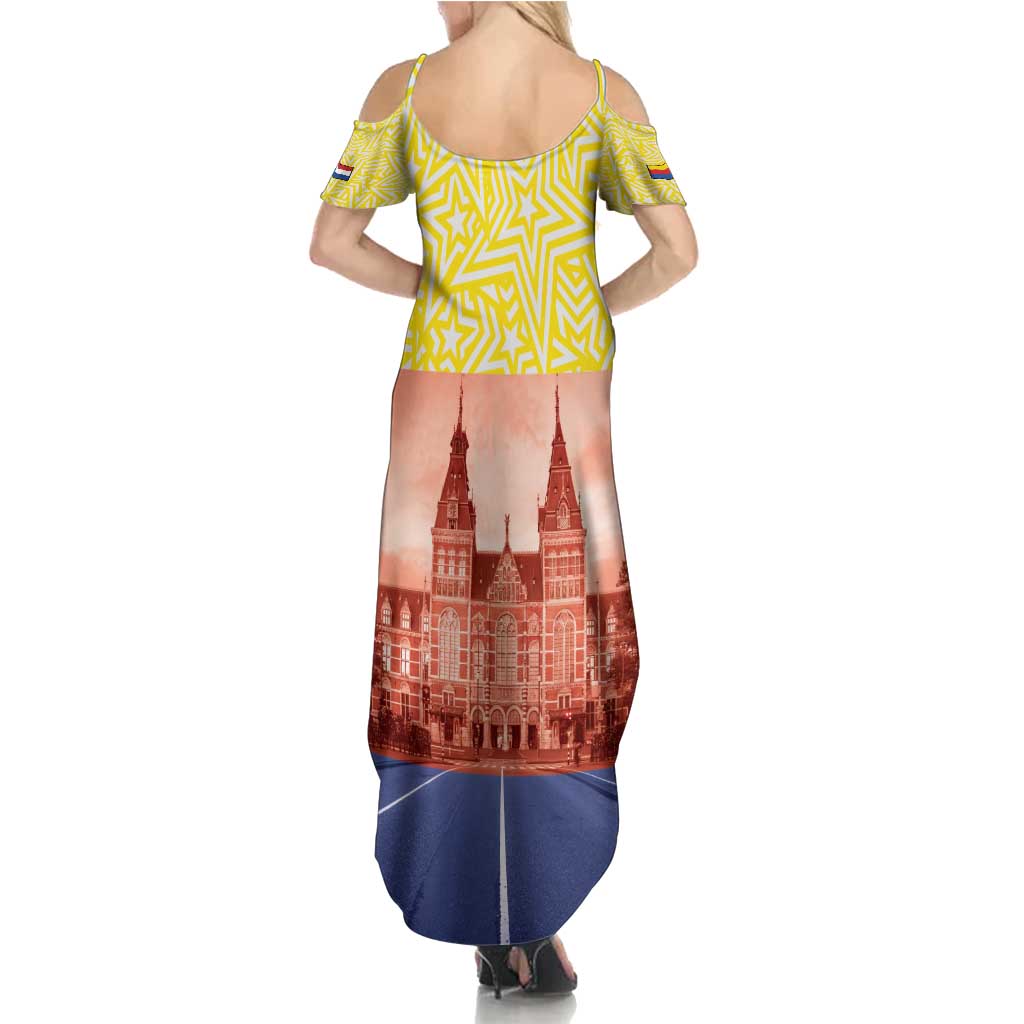 Netherlands North Holland Province Family Matching Summer Maxi Dress and Hawaiian Shirt Flag Style