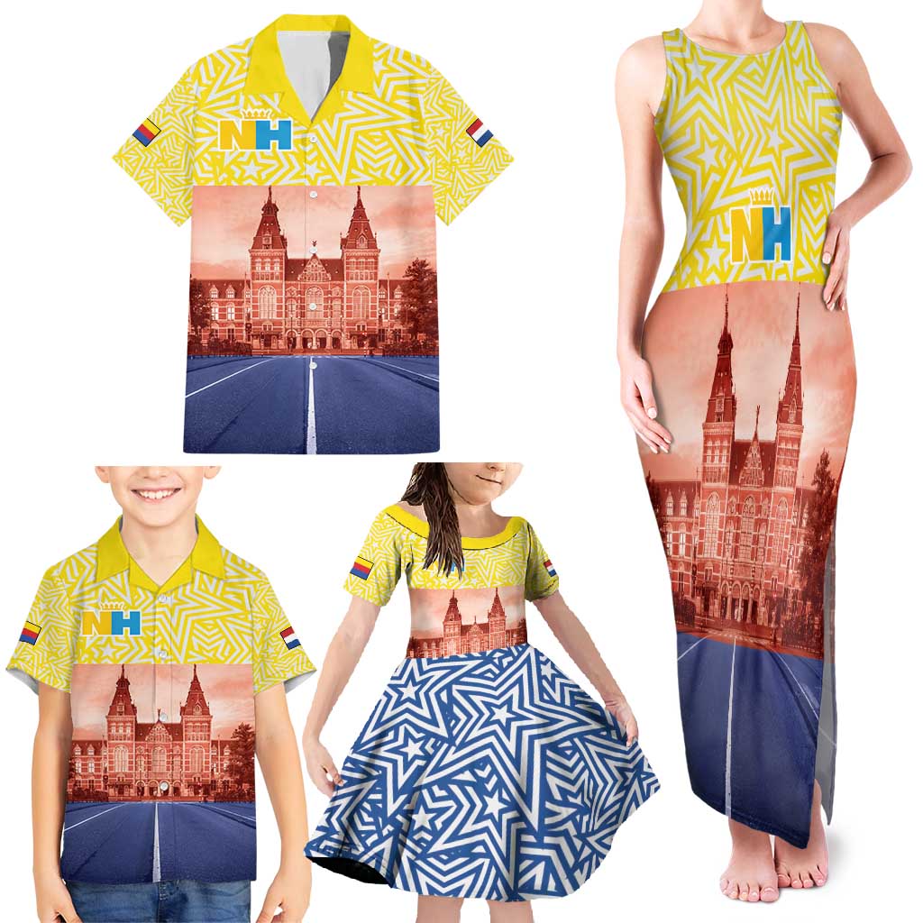 Netherlands North Holland Province Family Matching Tank Maxi Dress and Hawaiian Shirt Flag Style