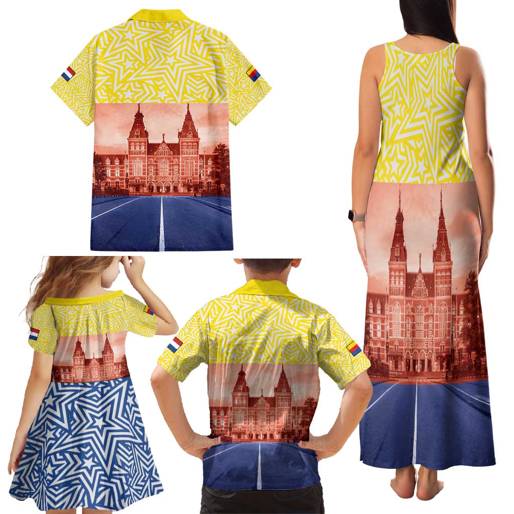 Netherlands North Holland Province Family Matching Tank Maxi Dress and Hawaiian Shirt Flag Style