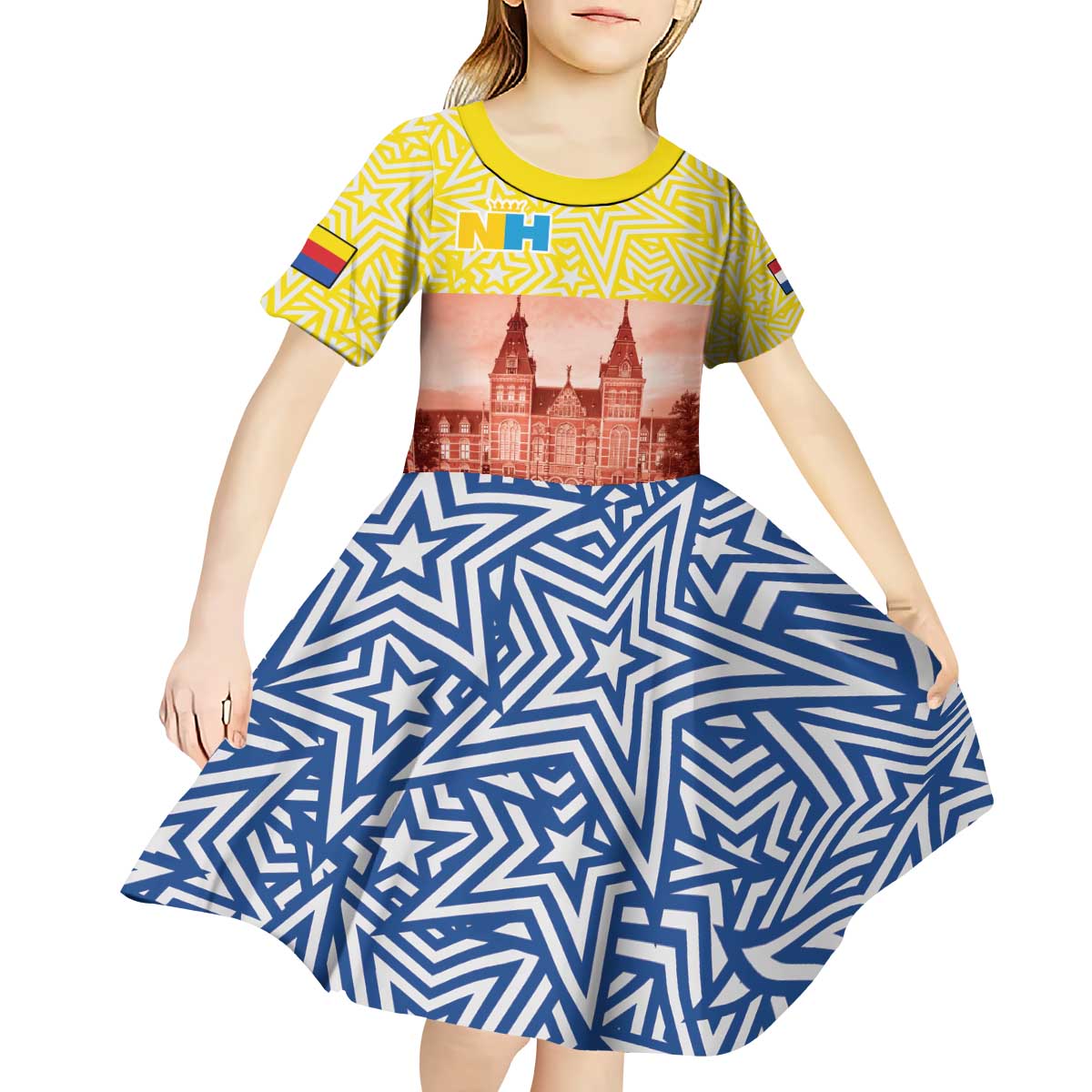 Netherlands North Holland Province Kid Short Sleeve Dress Flag Style