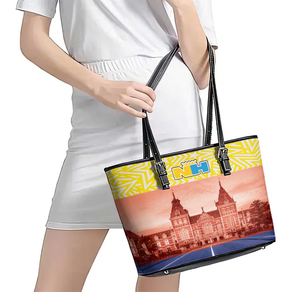 Netherlands North Holland Province Leather Tote Bag Flag Style