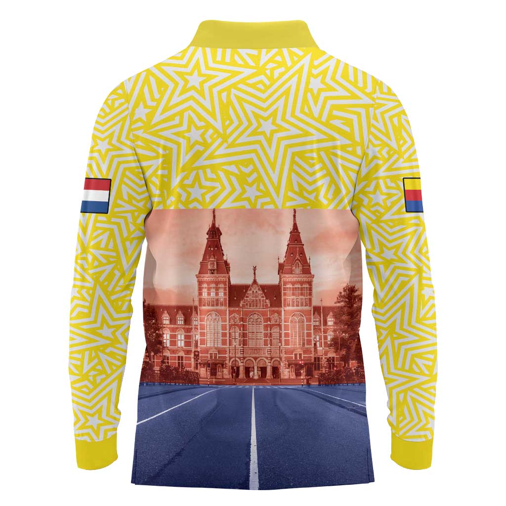 Netherlands North Holland Province Long Sleeve Polo Shirt Flag Style