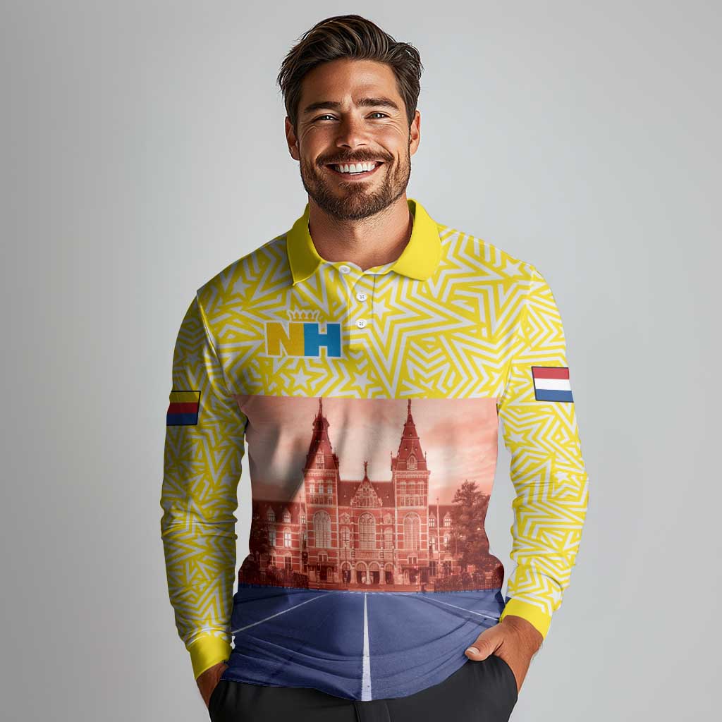 Netherlands North Holland Province Long Sleeve Polo Shirt Flag Style