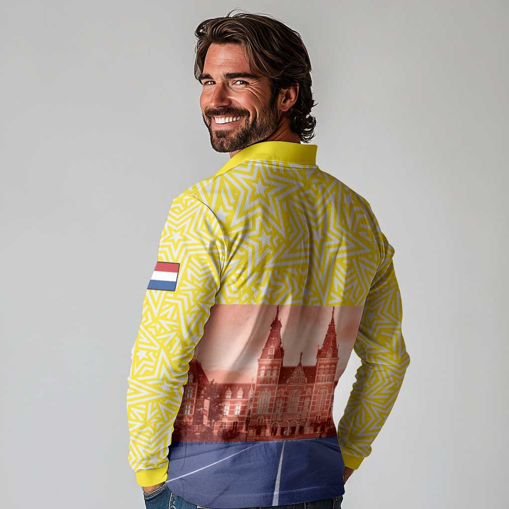 Netherlands North Holland Province Long Sleeve Polo Shirt Flag Style