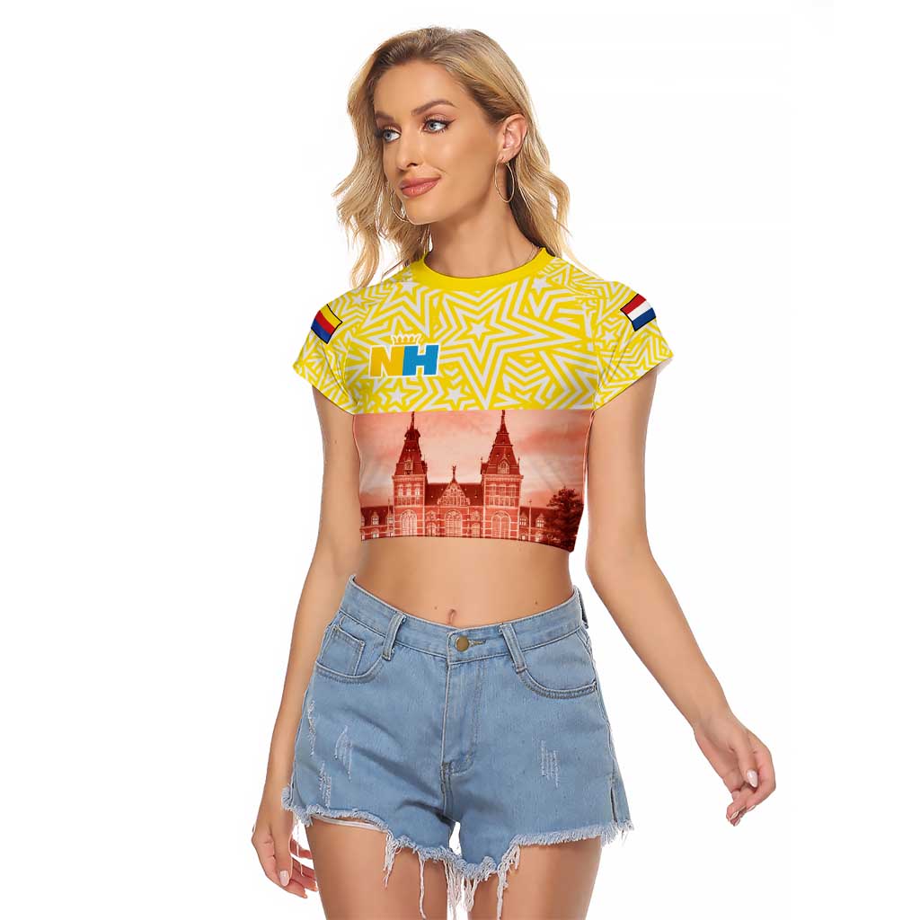 Netherlands North Holland Province Raglan Cropped T Shirt Flag Style