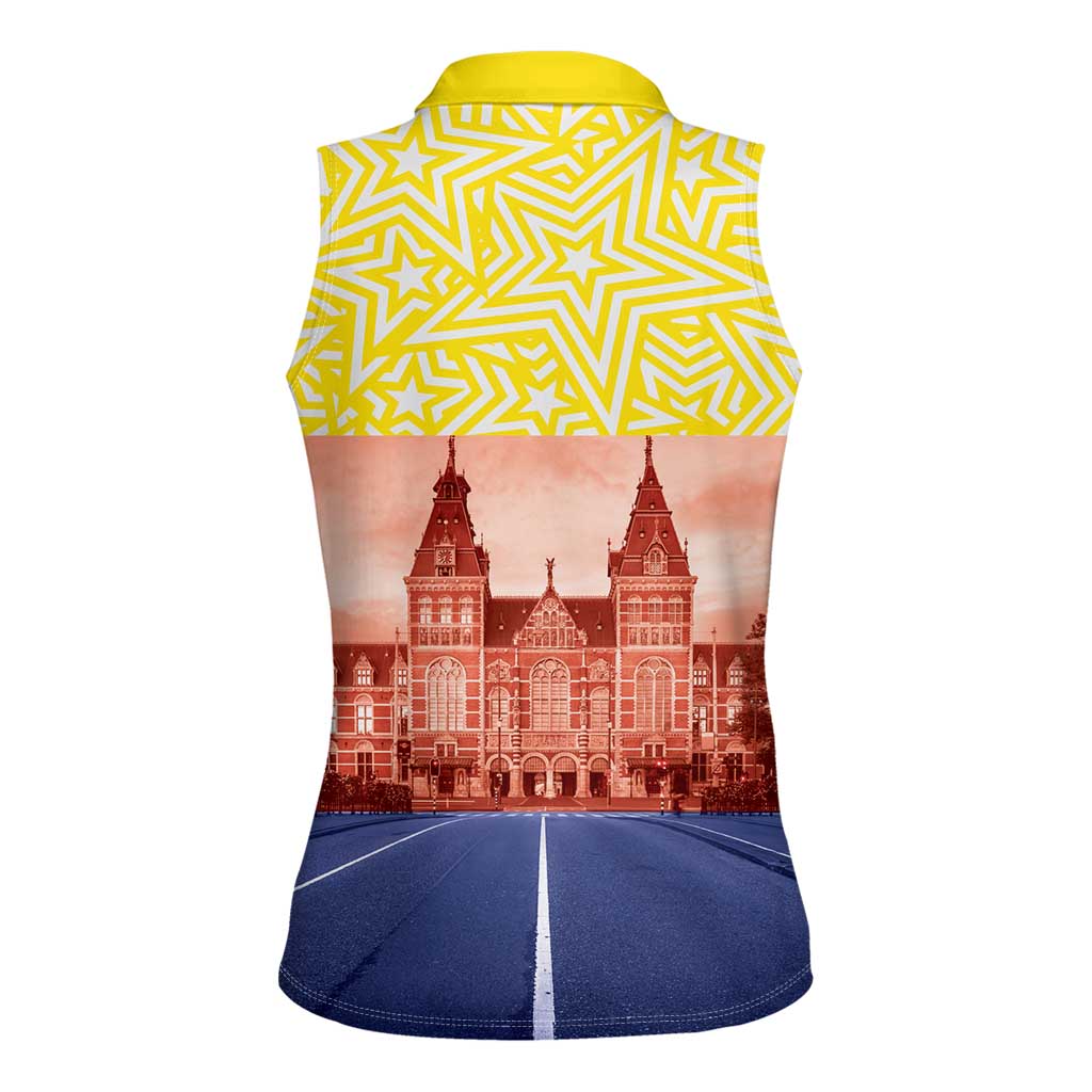 Netherlands North Holland Province Women Sleeveless Polo Shirt Flag Style