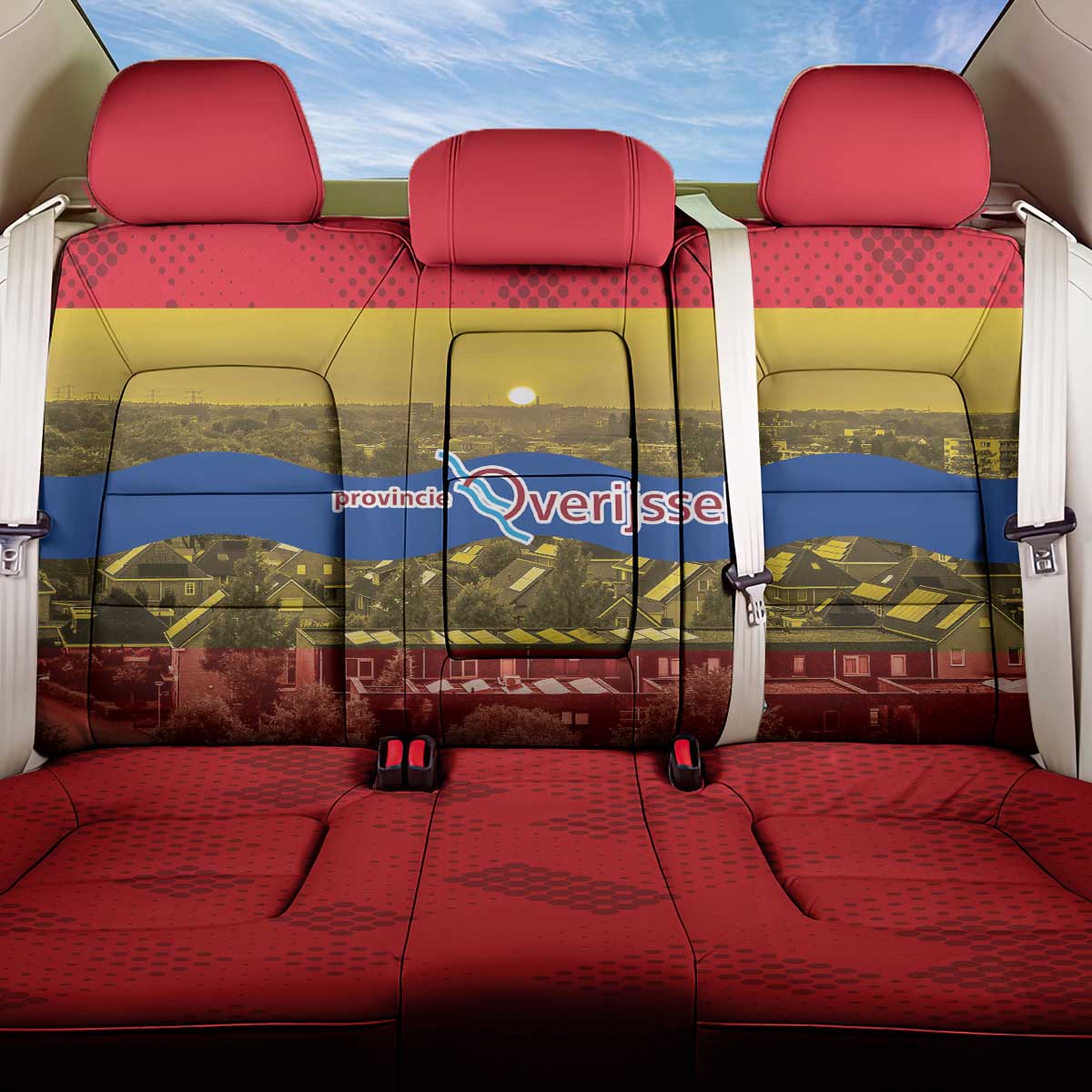 Netherlands Overijssel Province Back Car Seat Cover Flag Style