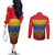 Netherlands Overijssel Province Couples Matching Off The Shoulder Long Sleeve Dress and Long Sleeve Button Shirt Flag Style