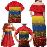 Netherlands Overijssel Province Family Matching Off Shoulder Maxi Dress and Hawaiian Shirt Flag Style
