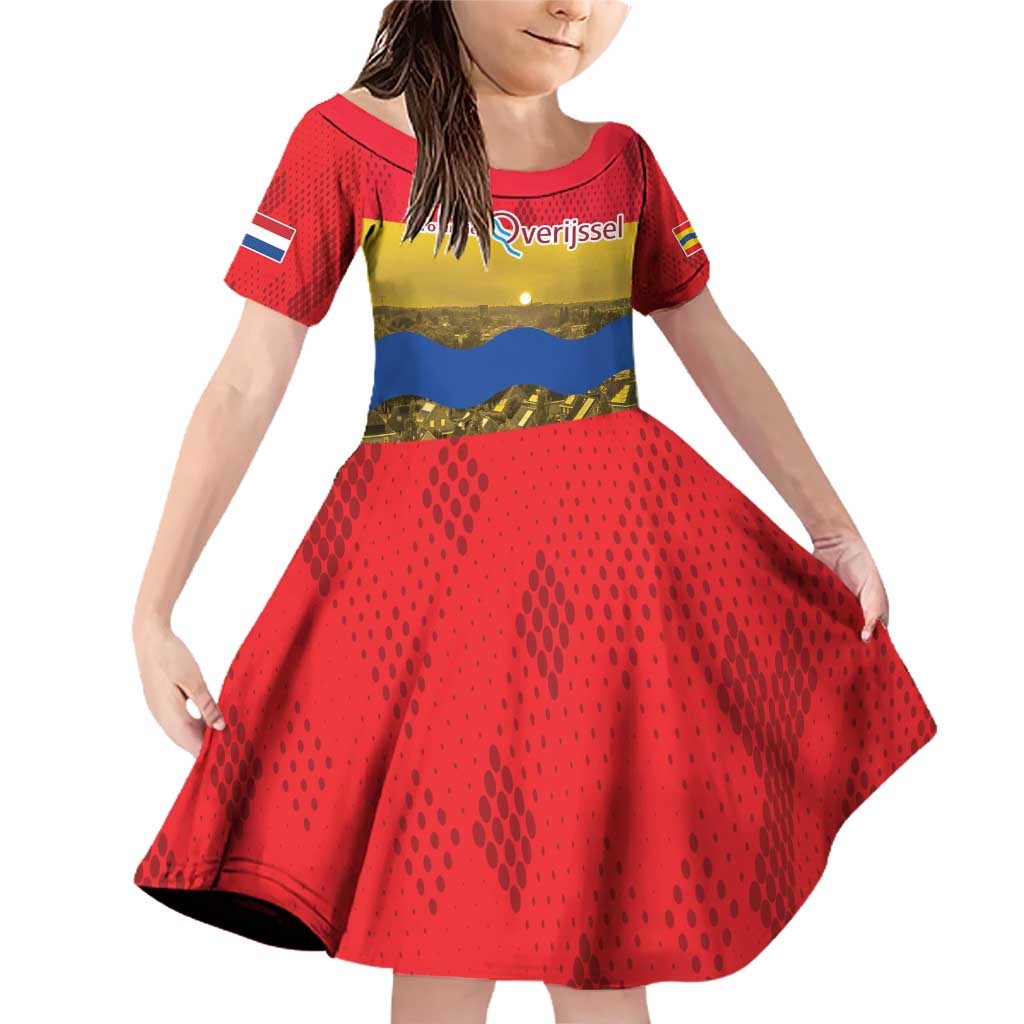 Netherlands Overijssel Province Family Matching Off Shoulder Short Dress and Hawaiian Shirt Flag Style
