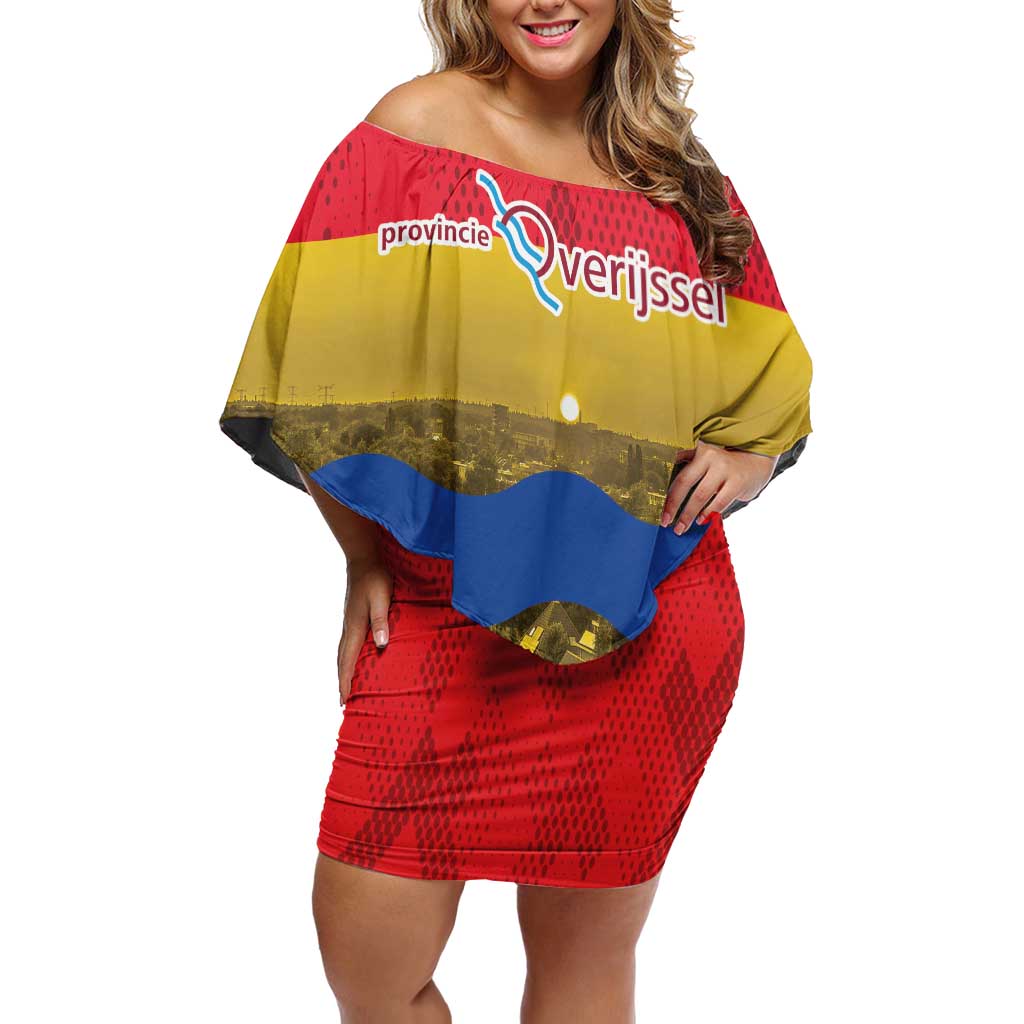 Netherlands Overijssel Province Family Matching Off Shoulder Short Dress and Hawaiian Shirt Flag Style