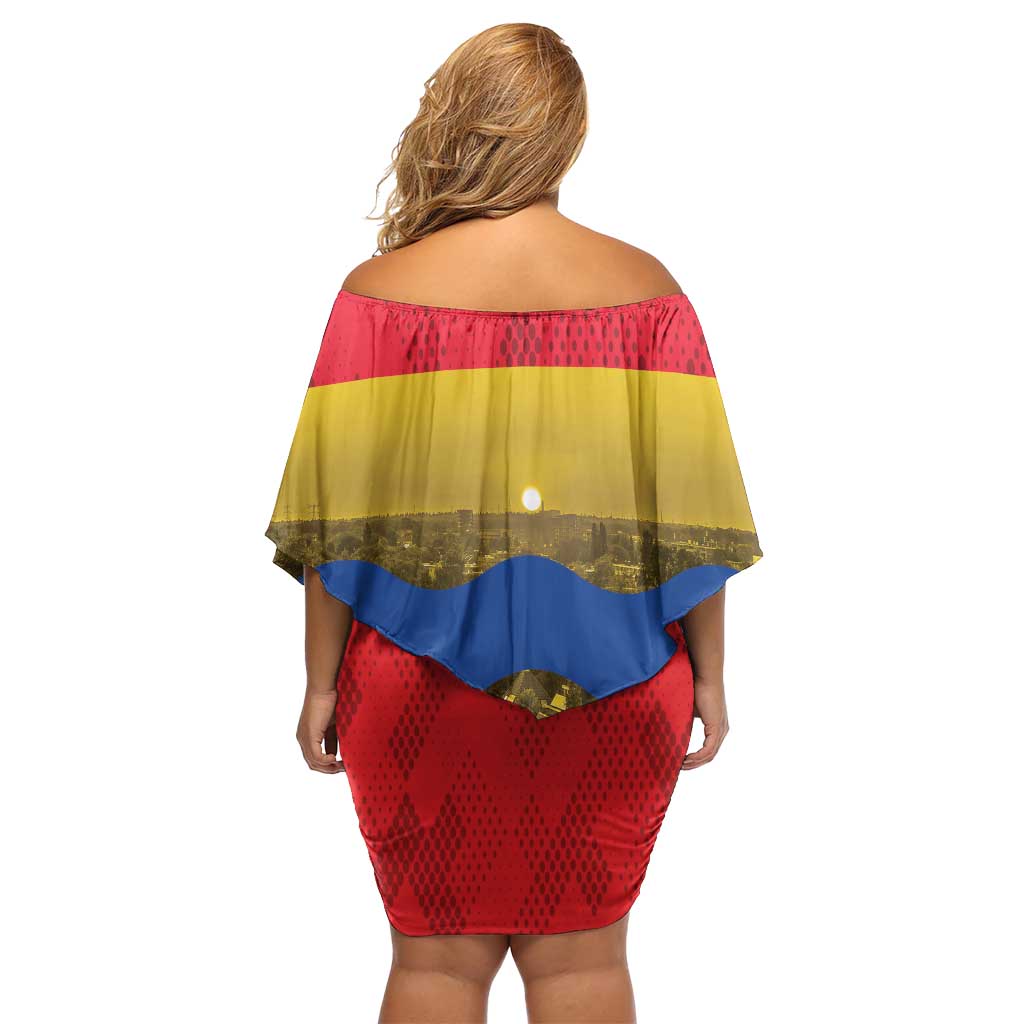 Netherlands Overijssel Province Family Matching Off Shoulder Short Dress and Hawaiian Shirt Flag Style