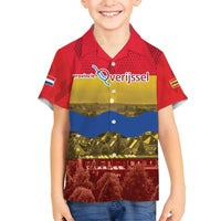 Netherlands Overijssel Province Family Matching Off Shoulder Short Dress and Hawaiian Shirt Flag Style