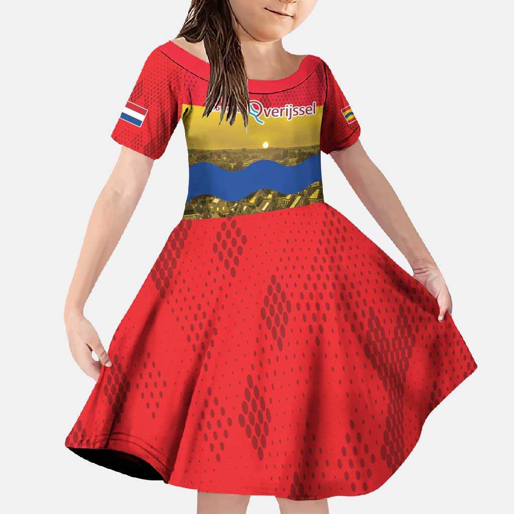 Netherlands Overijssel Province Family Matching Short Sleeve Bodycon Dress and Hawaiian Shirt Flag Style
