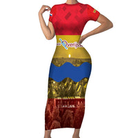 Netherlands Overijssel Province Family Matching Short Sleeve Bodycon Dress and Hawaiian Shirt Flag Style