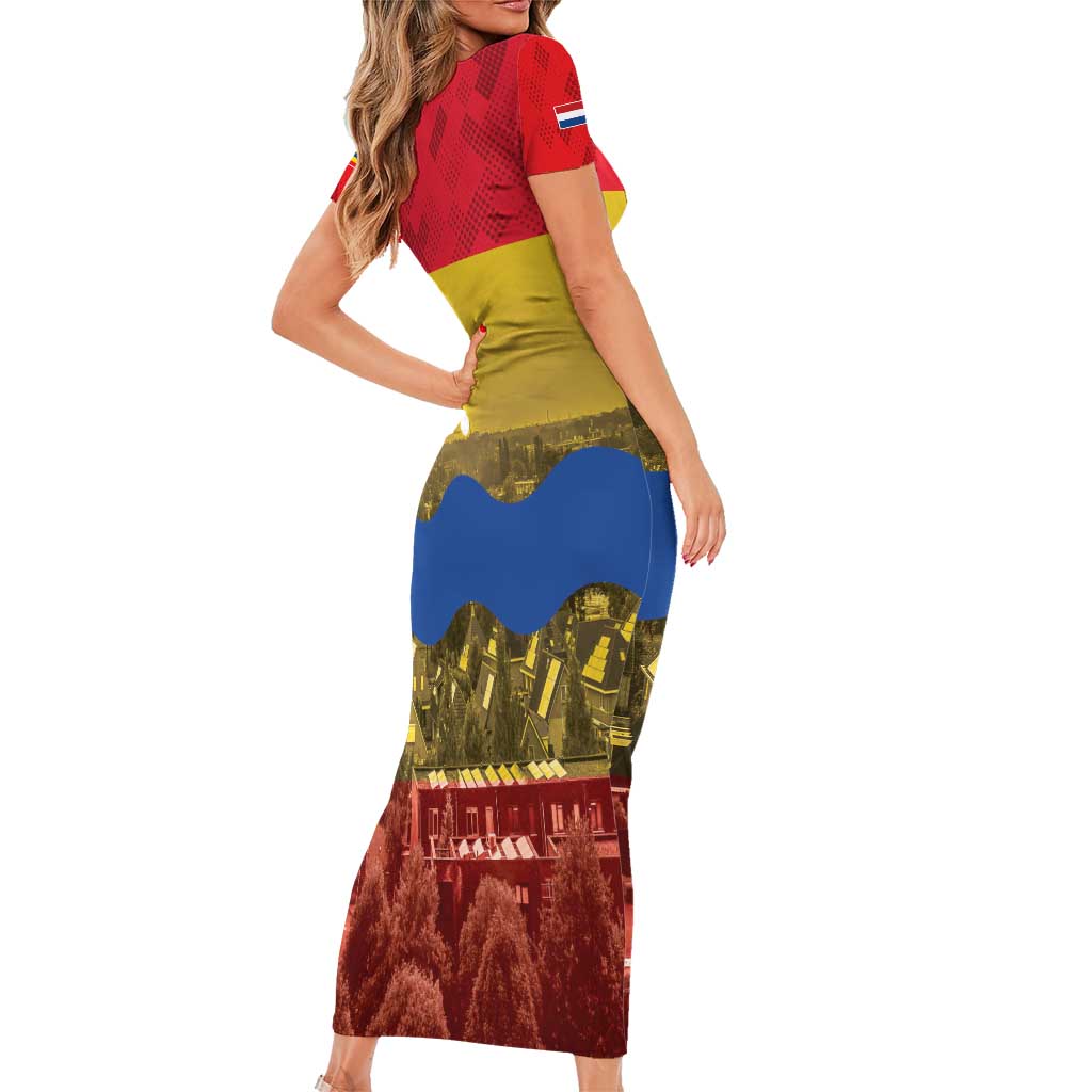 Netherlands Overijssel Province Family Matching Short Sleeve Bodycon Dress and Hawaiian Shirt Flag Style