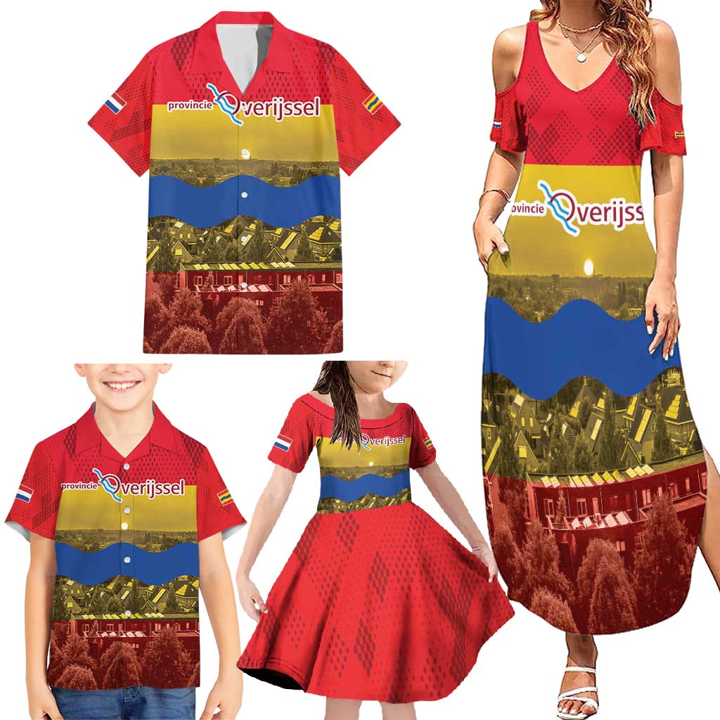 Netherlands Overijssel Province Family Matching Summer Maxi Dress and Hawaiian Shirt Flag Style