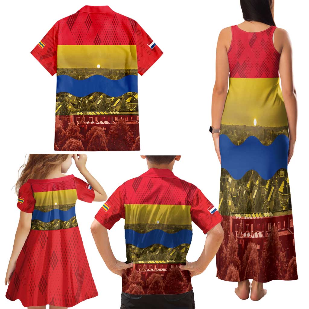 Netherlands Overijssel Province Family Matching Tank Maxi Dress and Hawaiian Shirt Flag Style