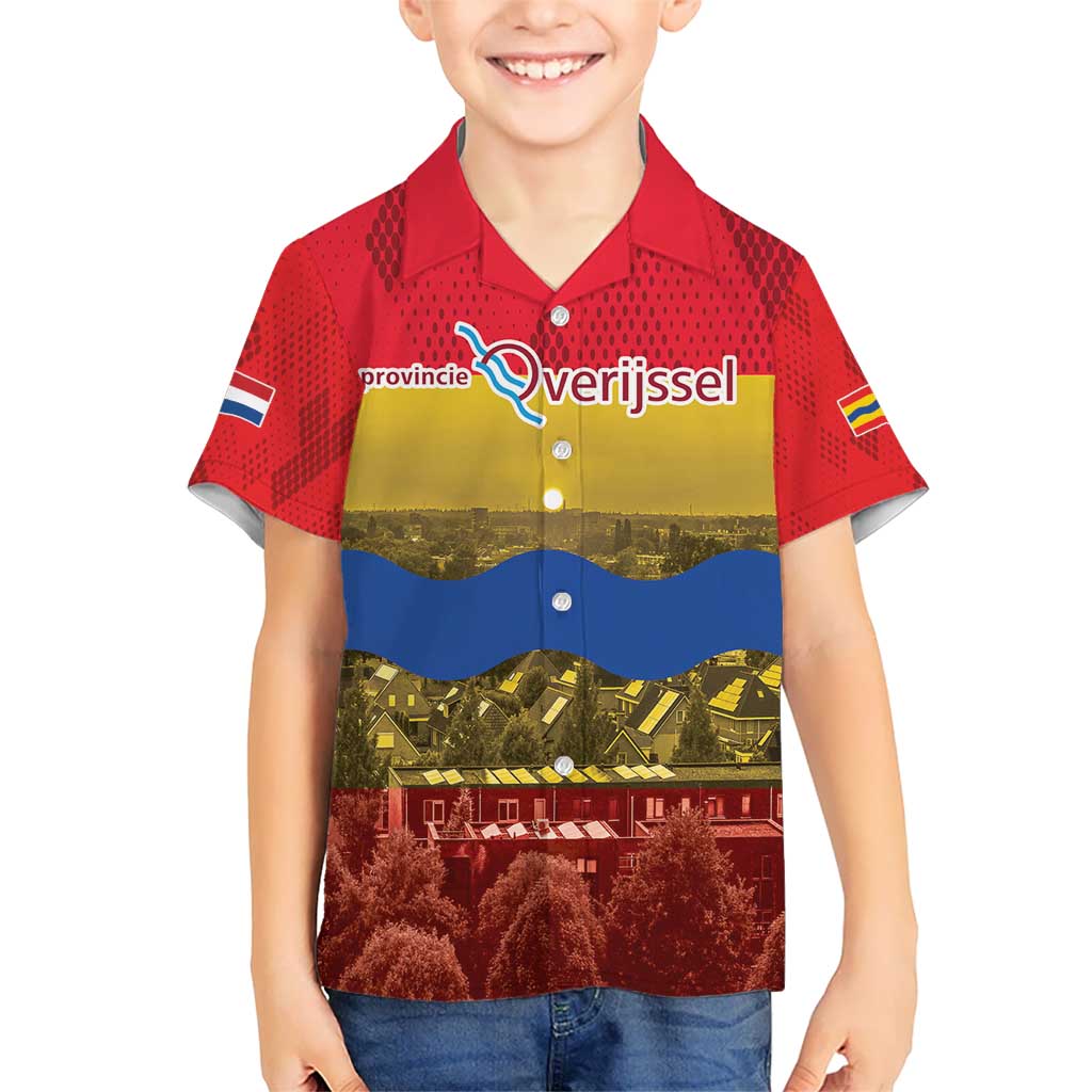 Netherlands Overijssel Province Kid Hawaiian Shirt Flag Style