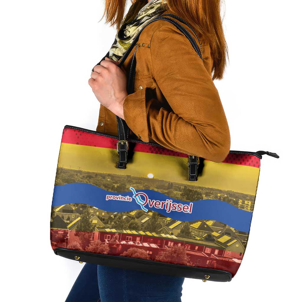 Netherlands Overijssel Province Leather Tote Bag Flag Style