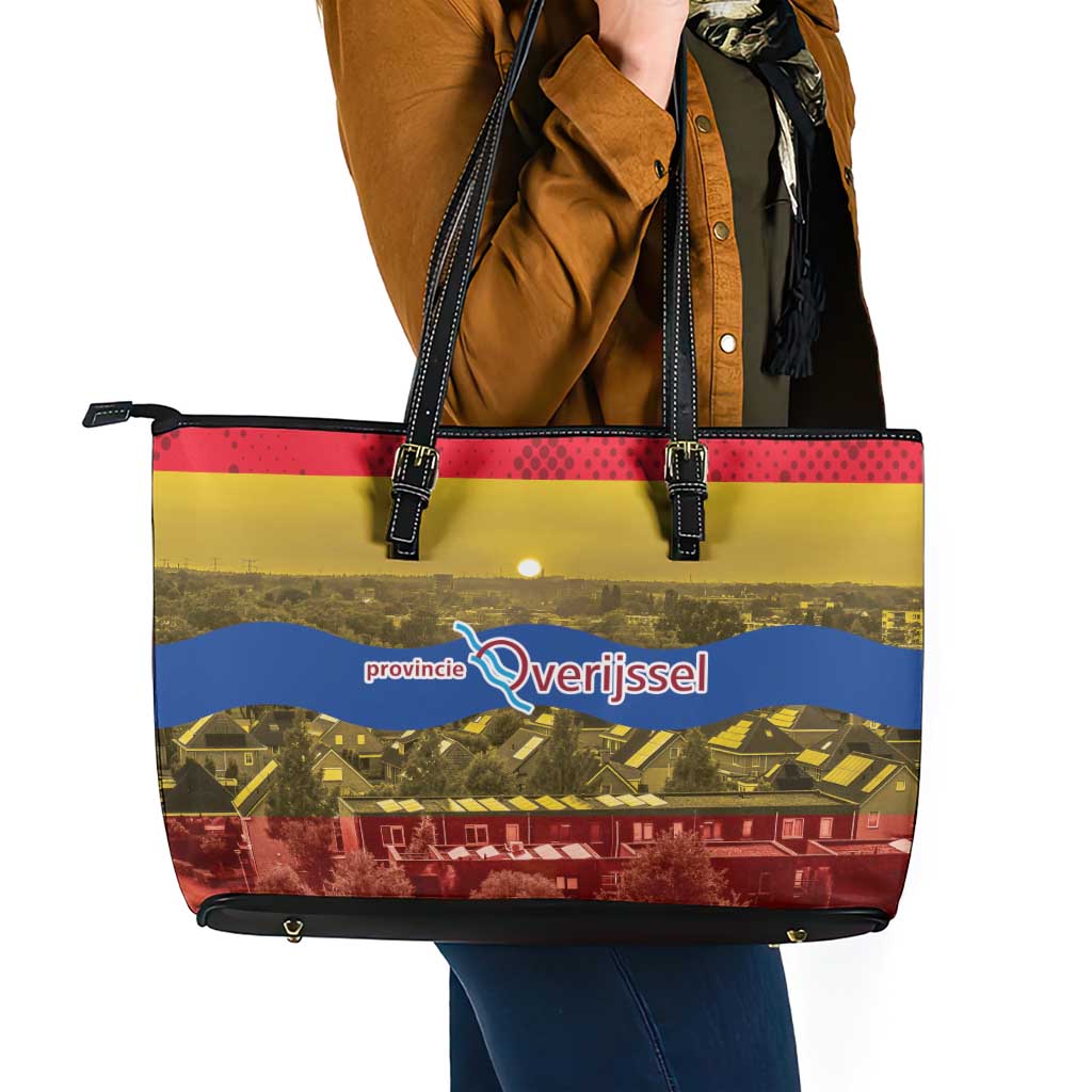 Netherlands Overijssel Province Leather Tote Bag Flag Style