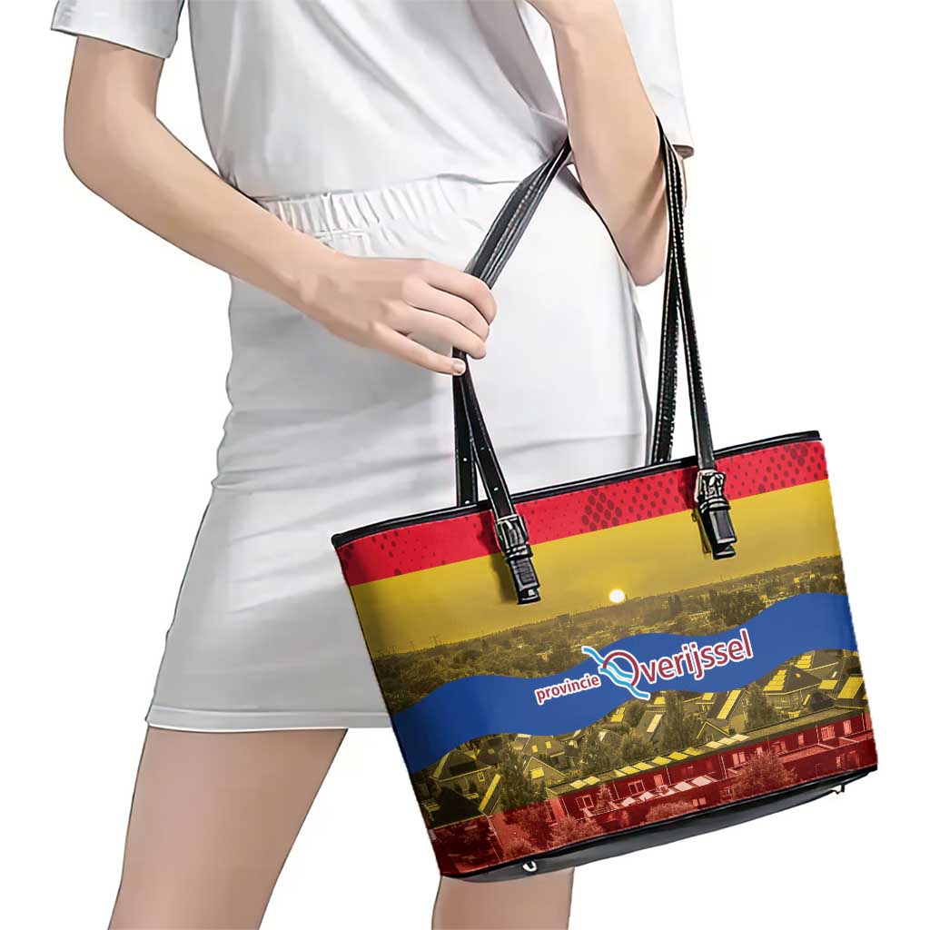 Netherlands Overijssel Province Leather Tote Bag Flag Style