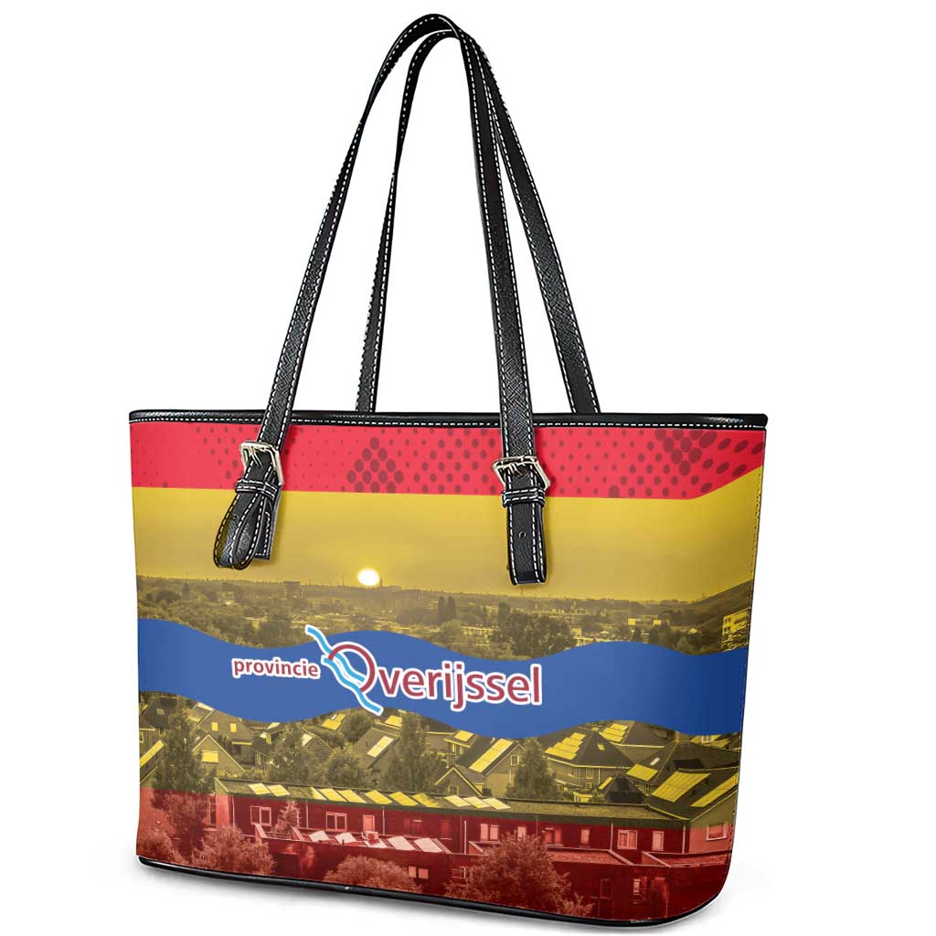 Netherlands Overijssel Province Leather Tote Bag Flag Style
