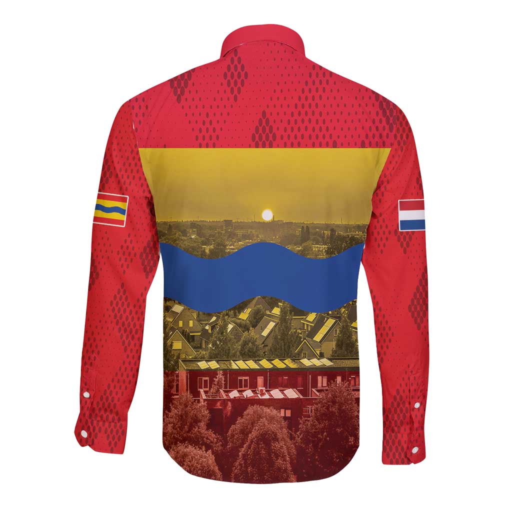 Netherlands Overijssel Province Long Sleeve Button Shirt Flag Style