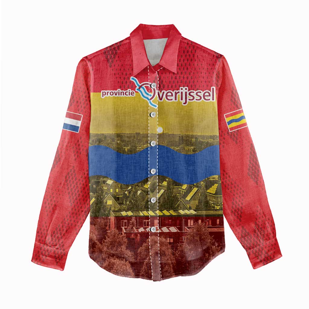 Netherlands Overijssel Province Women Casual Shirt Flag Style