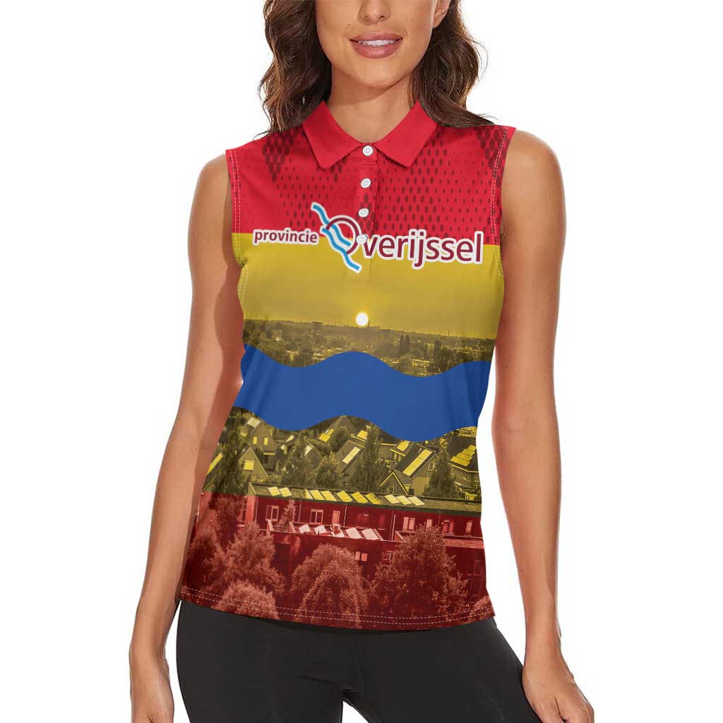 Netherlands Overijssel Province Women Sleeveless Polo Shirt Flag Style